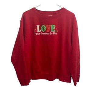 Hanes Red Sweatshirt- Love What Grandmas Do Best - Crewneck Vintage